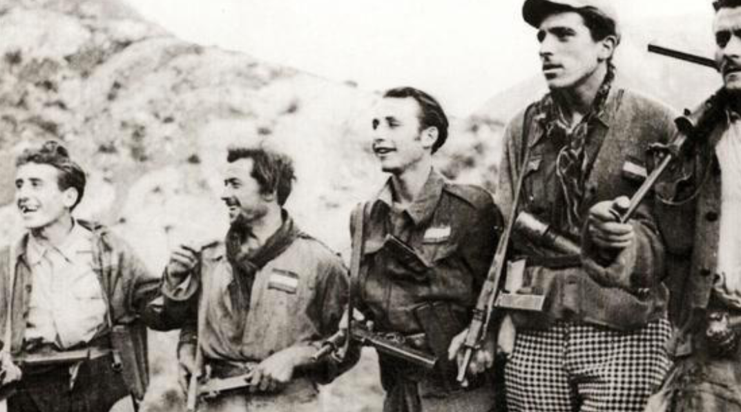 Italian partisans armed in the hills